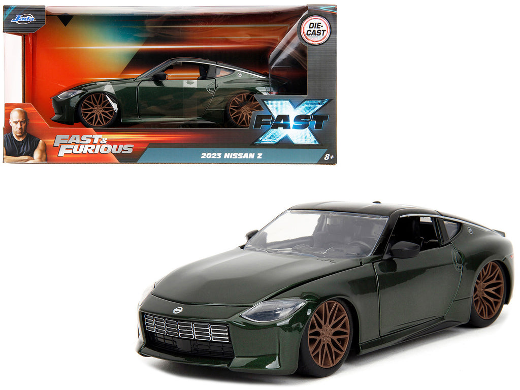 2023 Nissan Z Dark Green Metallic with Black Top 'Fast X' (2023) Movie 'Fast & Furious' Series 1/24 Diecast Model Car by Jada