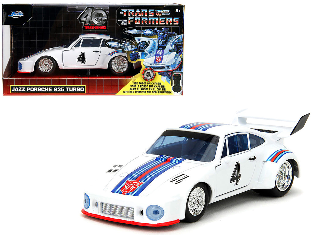 Porsche 935 Turbo #4 'Jazz' White with Blue and Red Stripes 'Transformers' 'Hollywood Rides' Series 1/32 Diecast Model Car by Jada