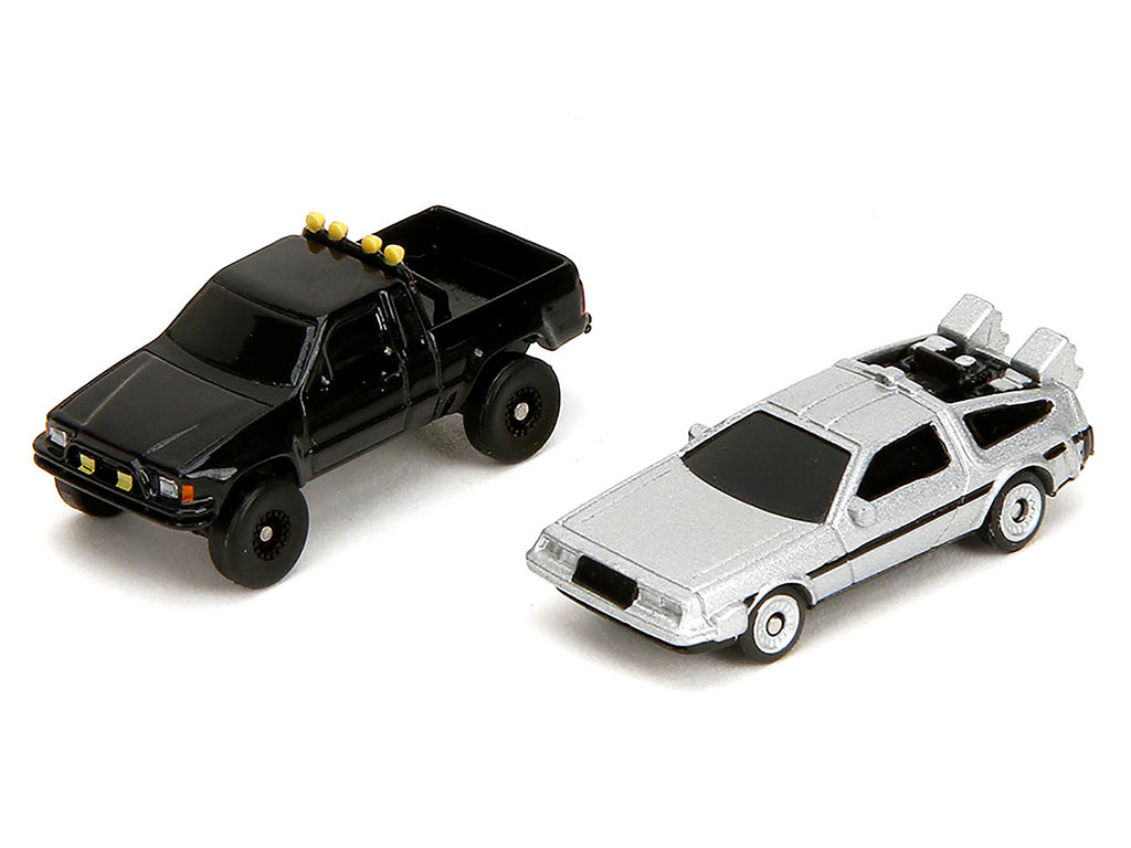 Hill Valley Courthouse Diorama with Black Pickup Truck and Delorean 'Back to the Future' (1985) Movie 'Nano Scene' Series Model by Jada