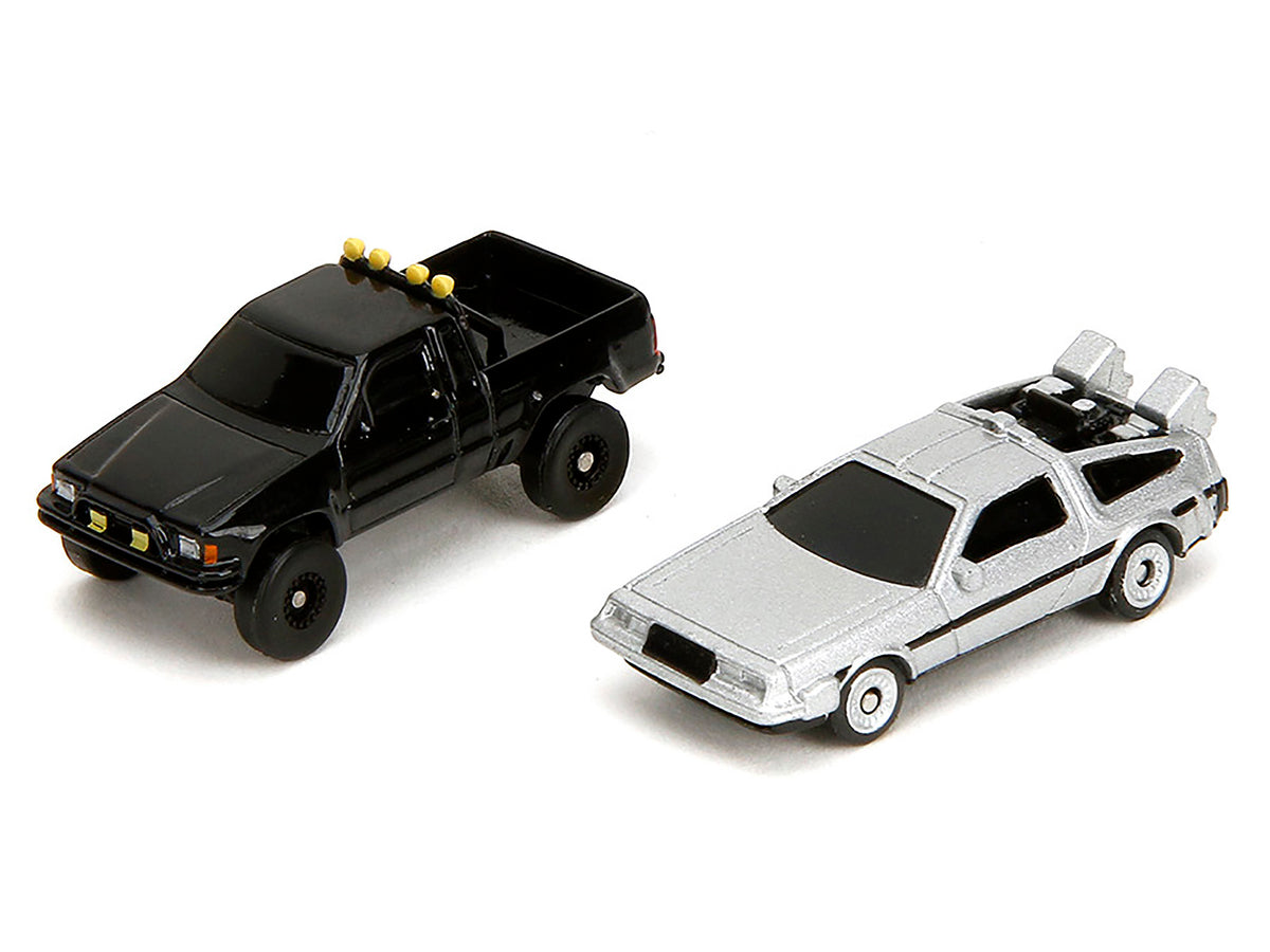Hill Valley Courthouse Diorama with Black Pickup Truck and Delorean 'Back to the Future' (1985) Movie 'Nano Scene' Series Model by Jada