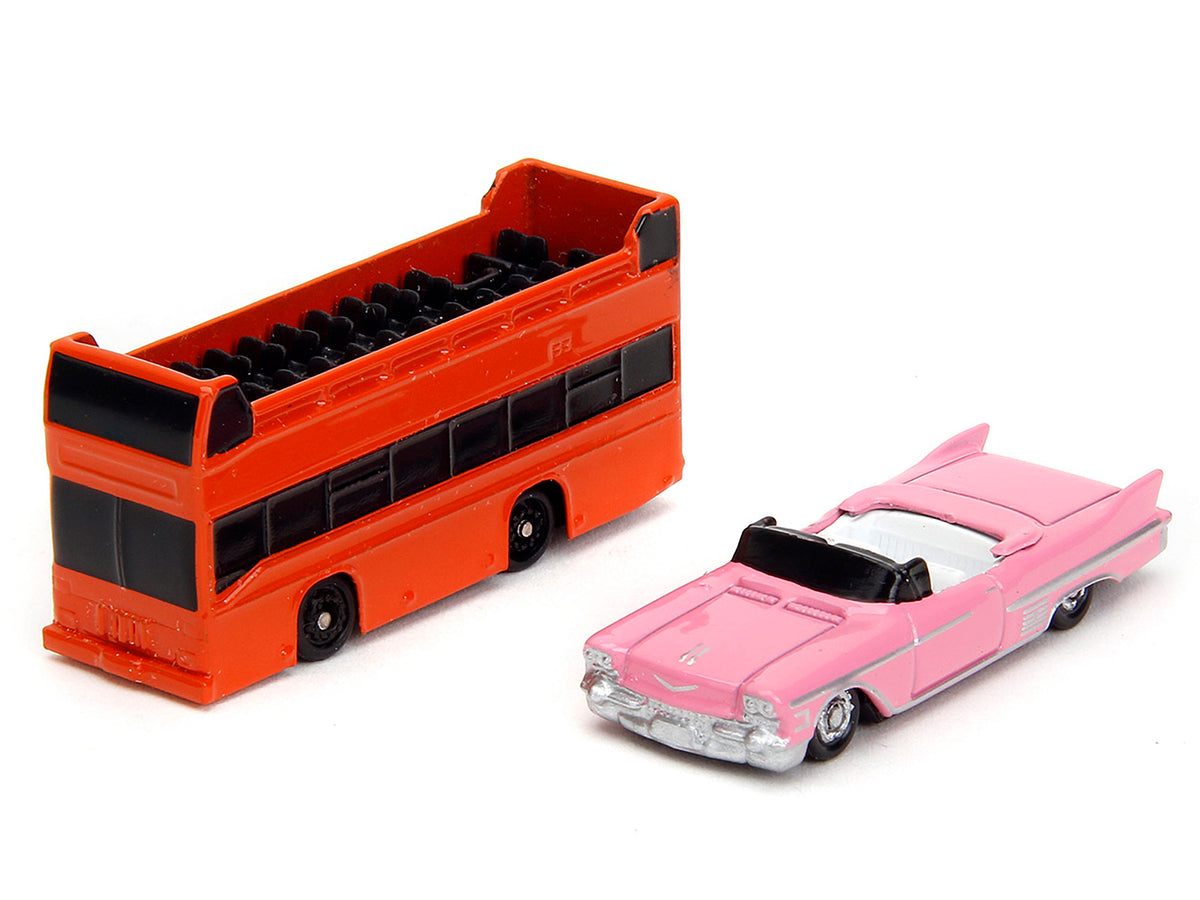 'Hollywood 100' Walk of Fame Diorama with Pink Convertible and Double-Decker Bus 'Nano Scene' Series model by Jada