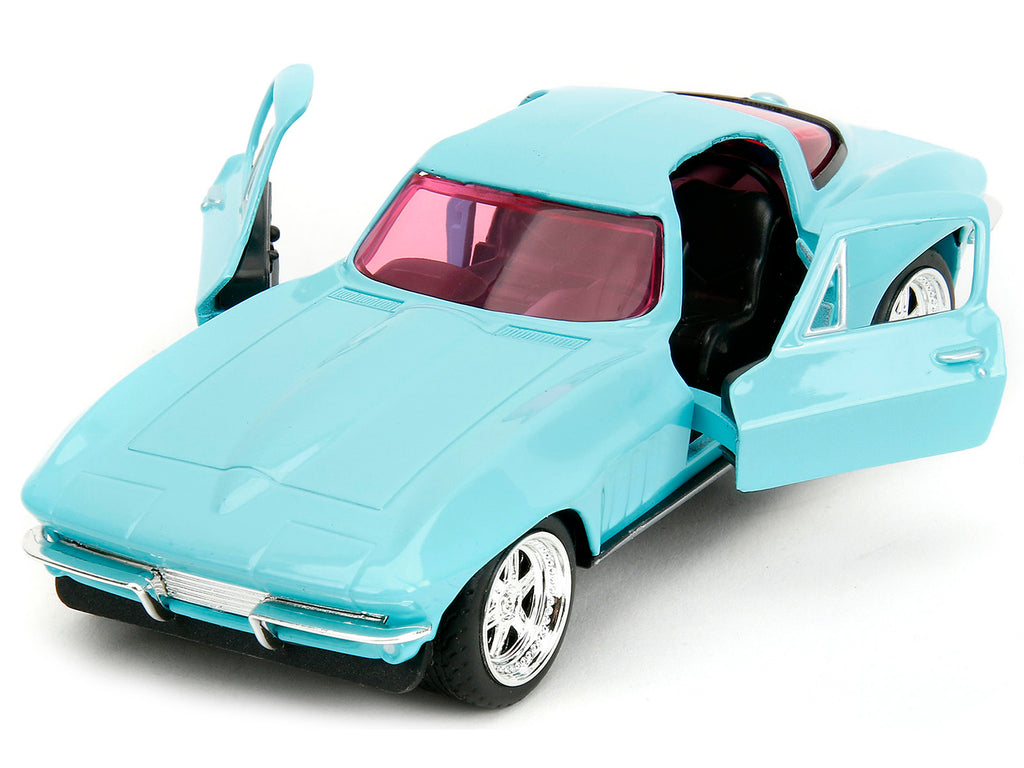 1966 Chevrolet Corvette Light Blue with Pink Tinted Windows 'Pink Slips' Series 1/32 Diecast Model Car by Jada