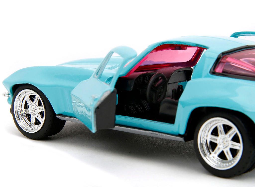 1966 Chevrolet Corvette Light Blue with Pink Tinted Windows 'Pink Slips' Series 1/32 Diecast Model Car by Jada