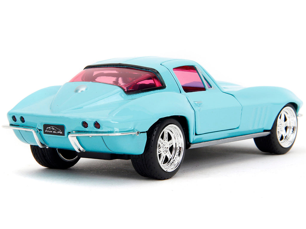 1966 Chevrolet Corvette Light Blue with Pink Tinted Windows 'Pink Slips' Series 1/32 Diecast Model Car by Jada