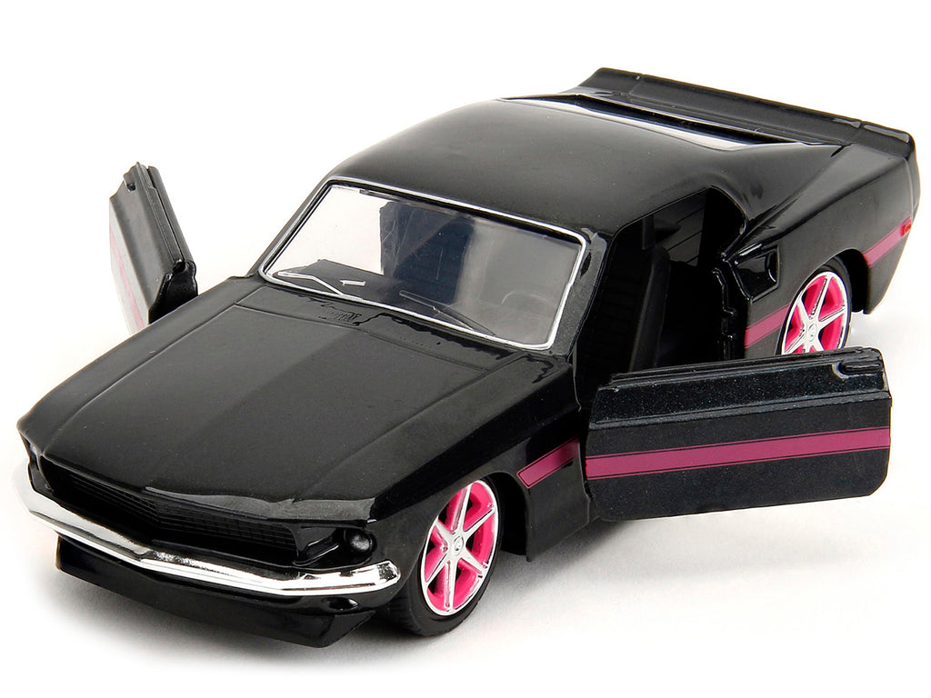 1969 Ford Mustang Black Metallic with Pink Stripes and Wheels 'Pink Slips' Series 1/32 Diecast Model Car by Jada
