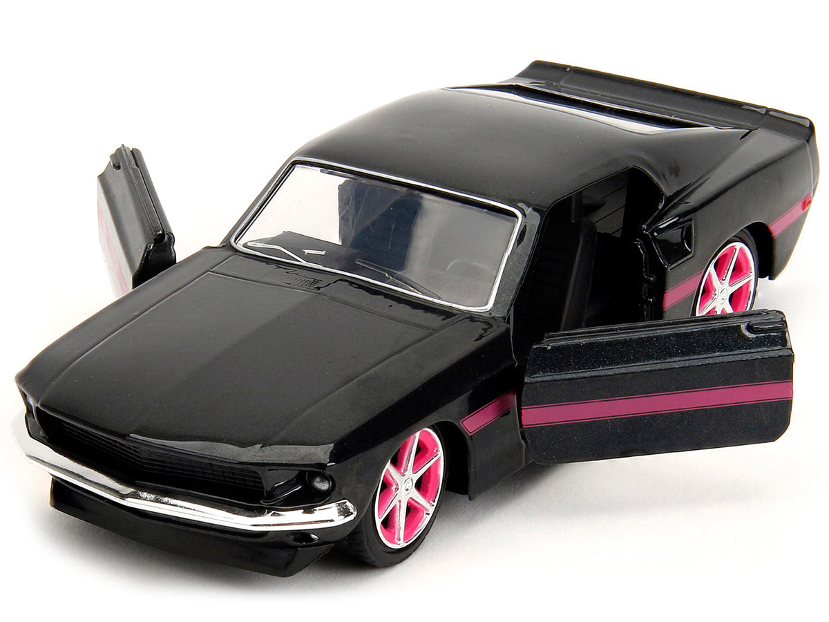 1969 Ford Mustang Black Metallic with Pink Stripes and Wheels 'Pink Slips' Series 1/32 Diecast Model Car by Jada
