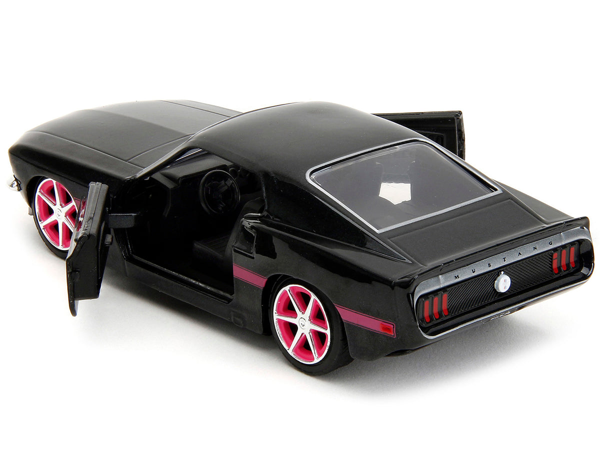 1969 Ford Mustang Black Metallic with Pink Stripes and Wheels 'Pink Slips' Series 1/32 Diecast Model Car by Jada