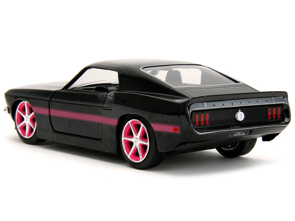 1969 Ford Mustang Black Metallic with Pink Stripes and Wheels 'Pink Slips' Series 1/32 Diecast Model Car by Jada