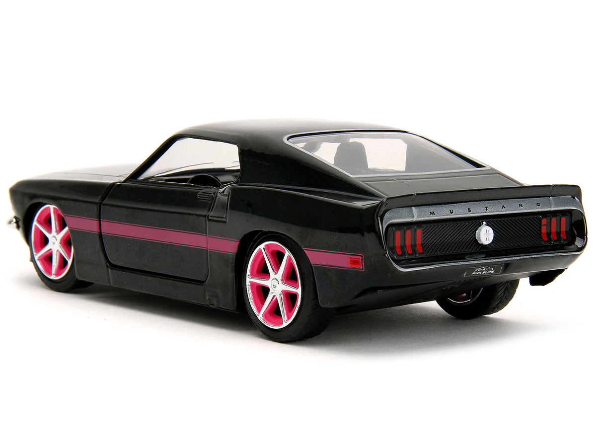 1969 Ford Mustang Black Metallic with Pink Stripes and Wheels 'Pink Slips' Series 1/32 Diecast Model Car by Jada