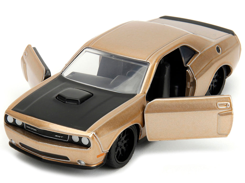 2012 Dodge Challenger SRT8 Gold Metallic with Black Hood 'Pink Slips' Series 1/32 Diecast Model Car by Jada