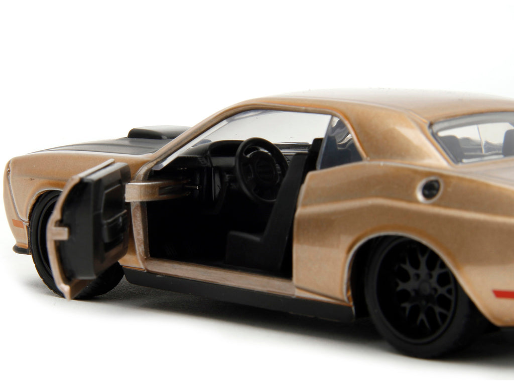 2012 Dodge Challenger SRT8 Gold Metallic with Black Hood 'Pink Slips' Series 1/32 Diecast Model Car by Jada