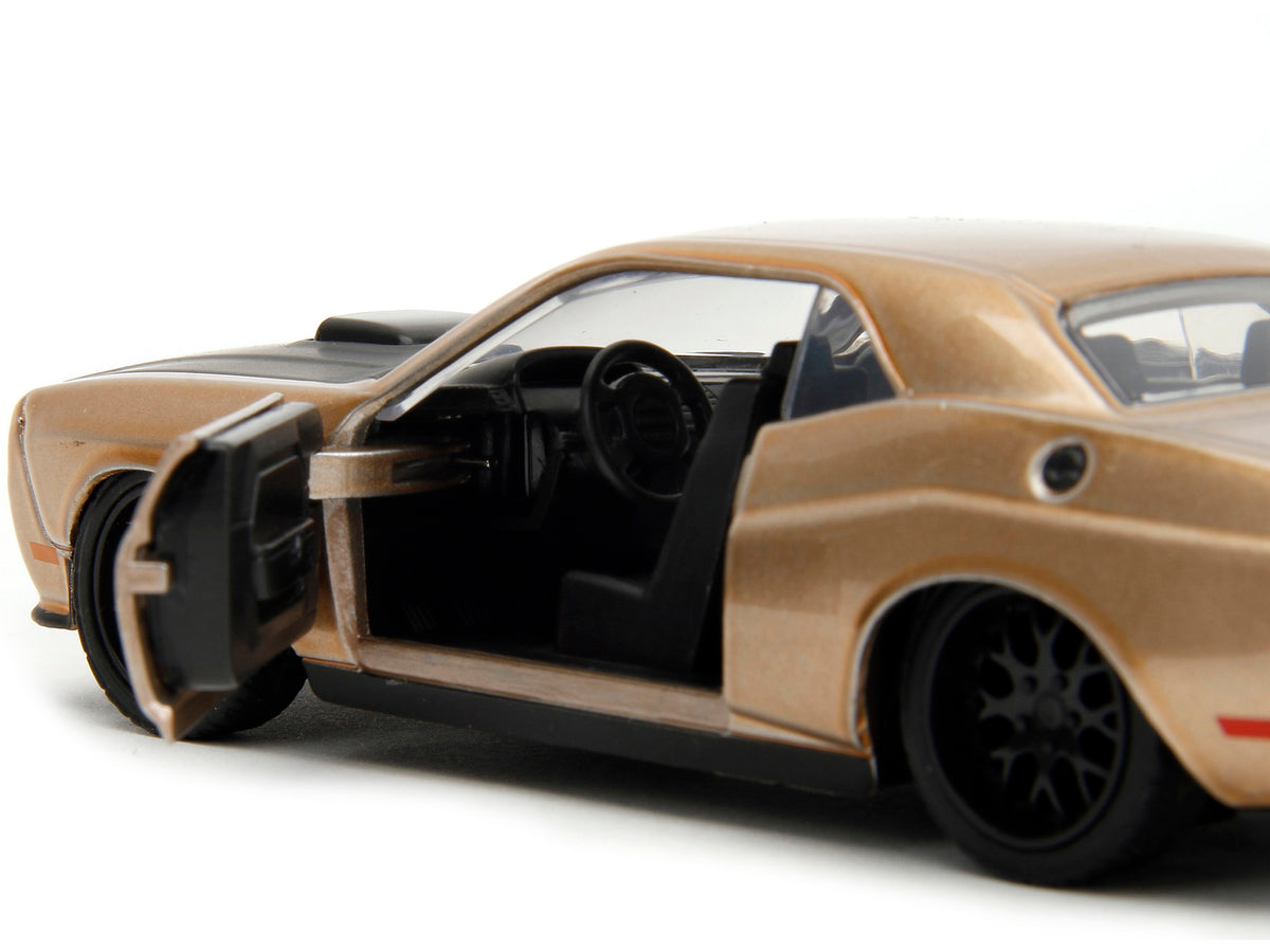 2012 Dodge Challenger SRT8 Gold Metallic with Black Hood 'Pink Slips' Series 1/32 Diecast Model Car by Jada