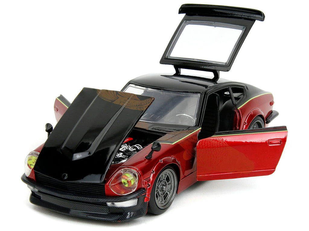 1972 Datsun 240Z Black and Red Metallic with Graphics 'Fast X' (2023) Movie 'Fast & Furious' Series 1/24 Diecast Model Car by Jada