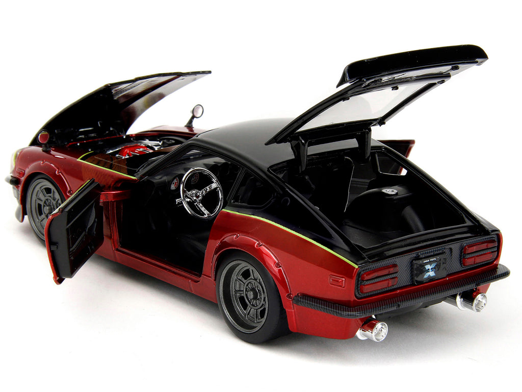 1972 Datsun 240Z Black and Red Metallic with Graphics 'Fast X' (2023) Movie 'Fast & Furious' Series 1/24 Diecast Model Car by Jada