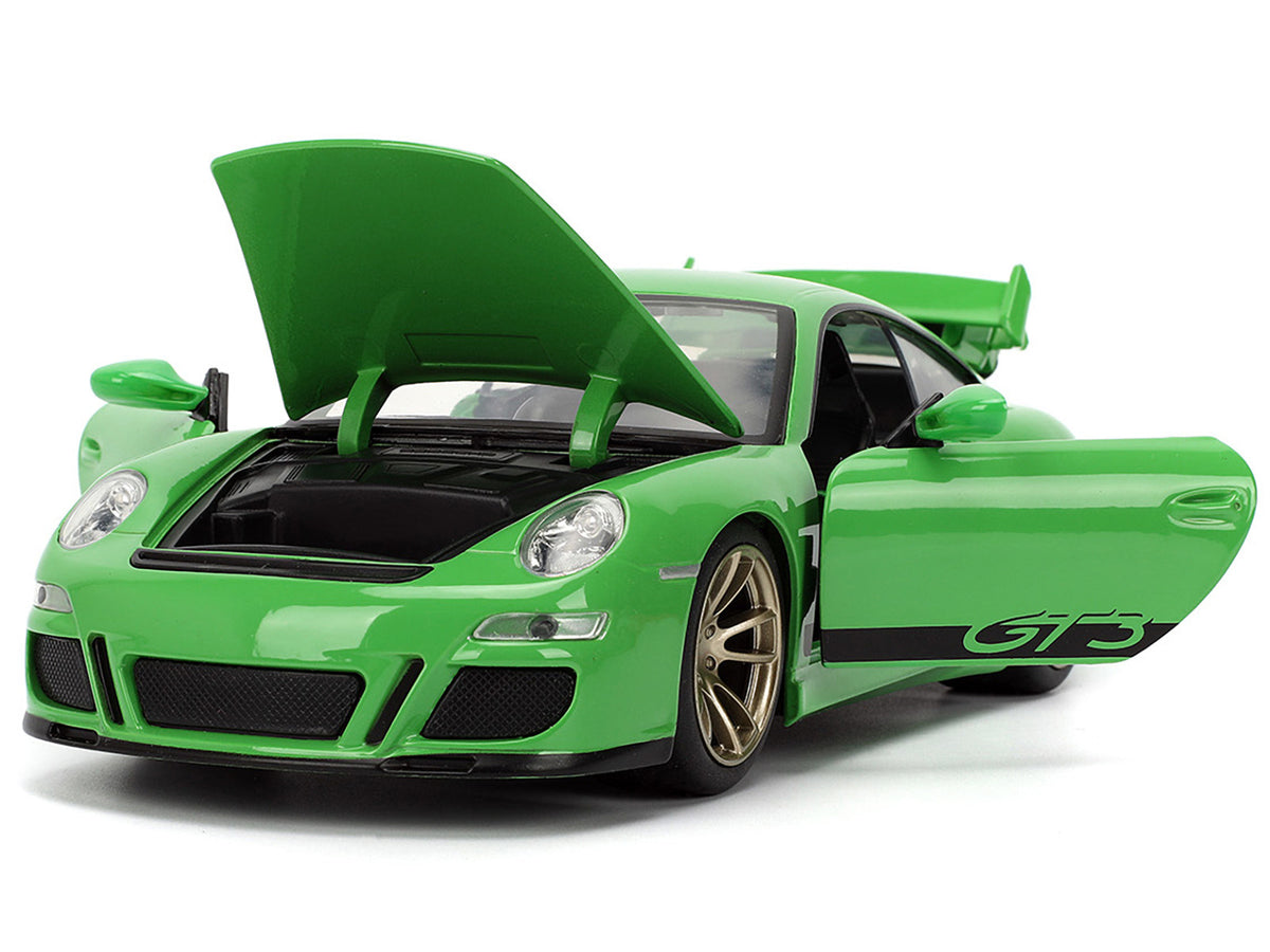 Porsche 911 GT3 (997) Green with Black Accents 'Fast X' (2023) Movie 'Fast & Furious' Series 1/24 Diecast Model Car by Jada