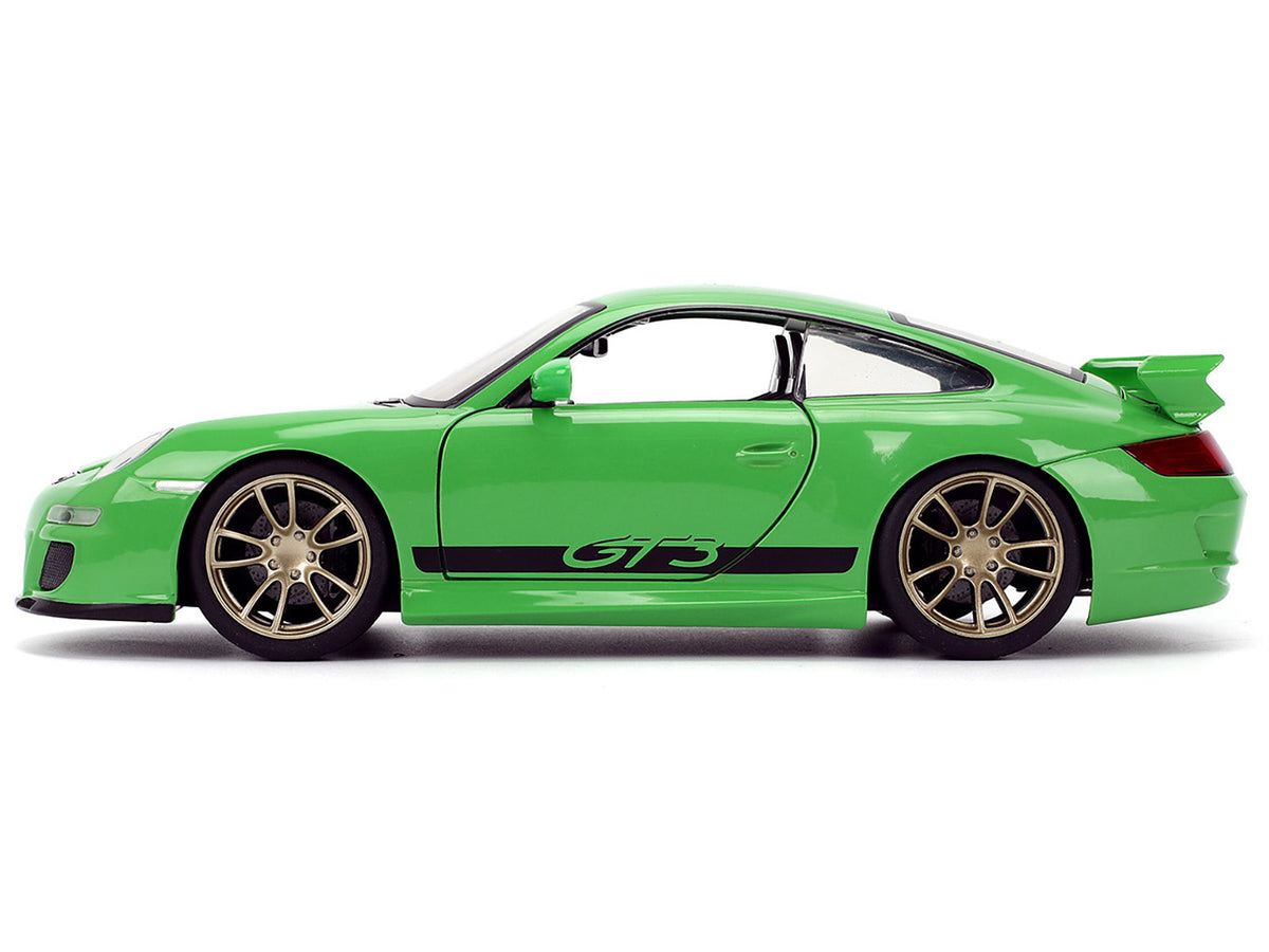 Porsche 911 GT3 (997) Green with Black Accents 'Fast X' (2023) Movie 'Fast & Furious' Series 1/24 Diecast Model Car by Jada