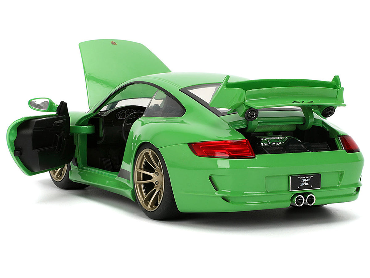 Porsche 911 GT3 (997) Green with Black Accents 'Fast X' (2023) Movie 'Fast & Furious' Series 1/24 Diecast Model Car by Jada