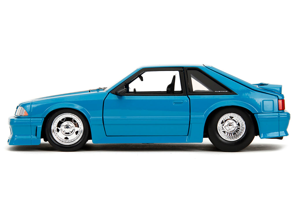1989 Ford Mustang GT Blue with Black Hood Stripes 'Fast & Furious' Series 1/24 Diecast Model Car by Jada