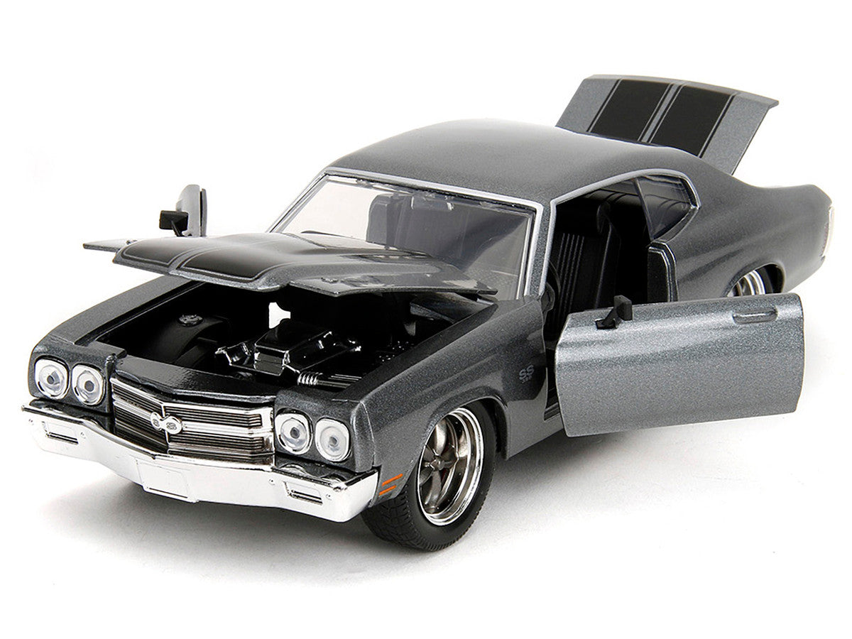 1970 Chevrolet Chevelle SS Gray Metallic with Black Stripes 'Fast & Furious' (2009) Movie 'Fast & Furious 25th Anniversary' Series 1/24 Diecast Model Car by Jada