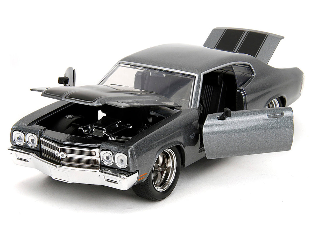 1970 Chevrolet Chevelle SS Gray Metallic with Black Stripes 'Fast & Furious' (2009) Movie 'Fast & Furious' Series 1/24 Diecast Model Car by Jada