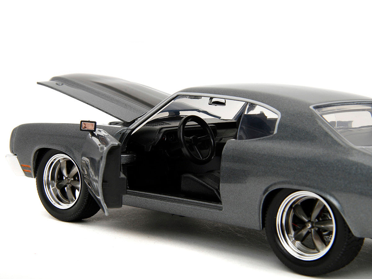 1970 Chevrolet Chevelle SS Gray Metallic with Black Stripes 'Fast & Furious' (2009) Movie 'Fast & Furious 25th Anniversary' Series 1/24 Diecast Model Car by Jada