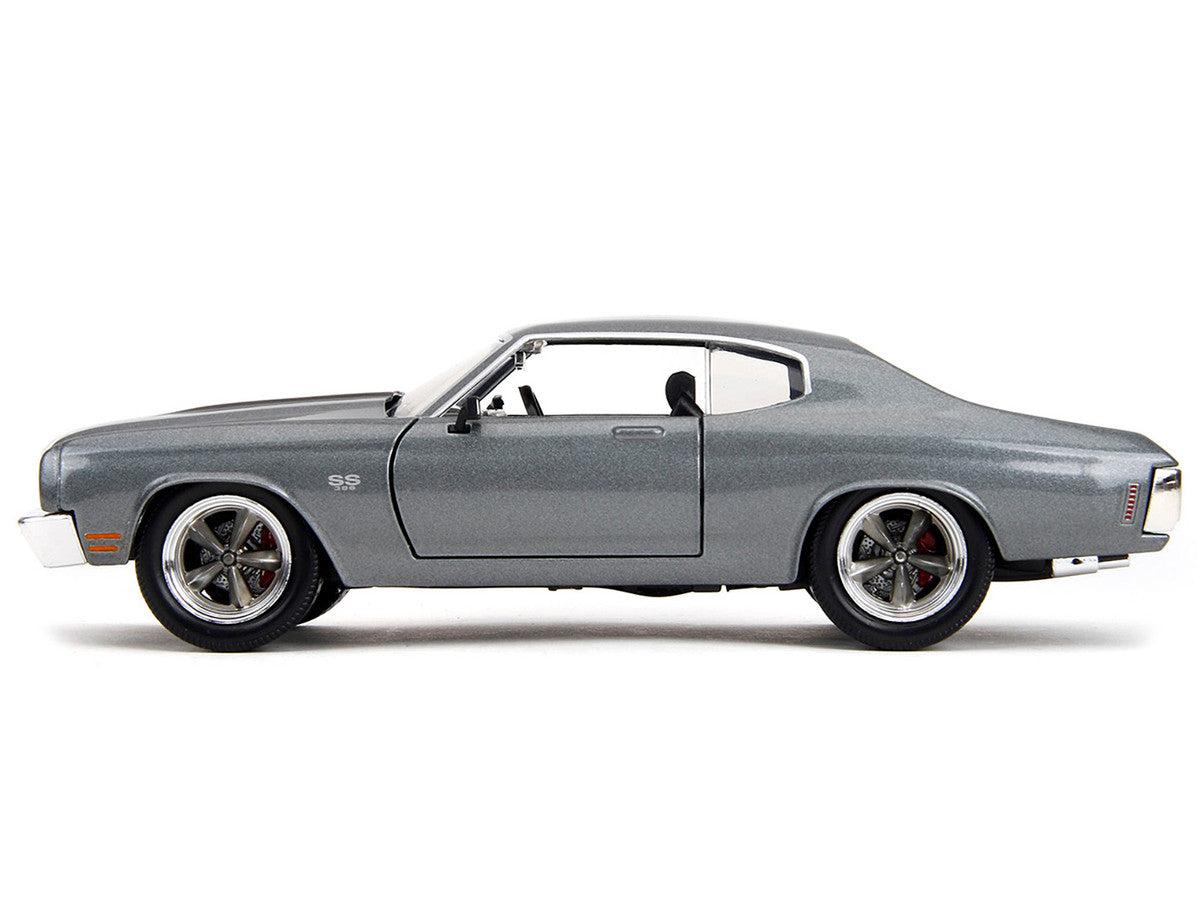 1970 Chevrolet Chevelle SS Gray Metallic with Black Stripes 'Fast & Furious' (2009) Movie 'Fast & Furious 25th Anniversary' Series 1/24 Diecast Model Car by Jada