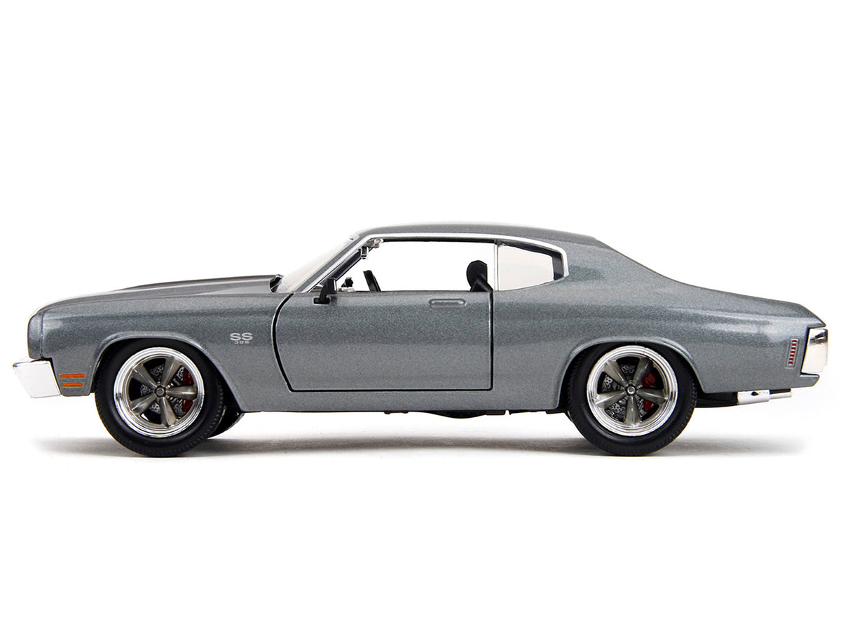 1970 Chevrolet Chevelle SS Gray Metallic with Black Stripes 'Fast & Furious' (2009) Movie 'Fast & Furious' Series 1/24 Diecast Model Car by Jada
