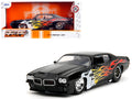 1971 Pontiac GTO Black with Flame Graphics 'Bigtime Muscle' Series 1/24 Diecast Model Car by Jada