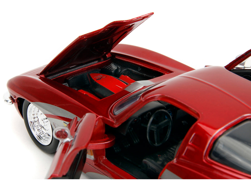 1963 Chevrolet Corvette Stingray Red Metallic with Silver Graphics 'Bigtime Muscle' Series 1/24 Diecast Model Car by Jada
