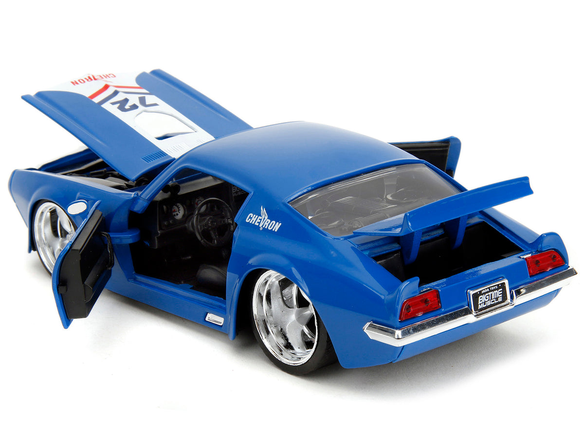 1972 Pontiac Firebird #72 Blue with White Stripe 'Chevron' 'Bigtime Muscle' Series 1/24 Diecast Model Car by Jada