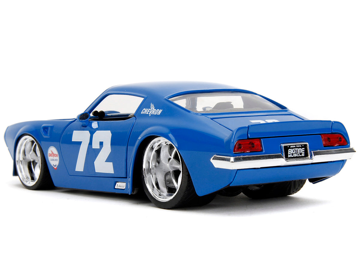 1972 Pontiac Firebird #72 Blue with White Stripe 'Chevron' 'Bigtime Muscle' Series 1/24 Diecast Model Car by Jada