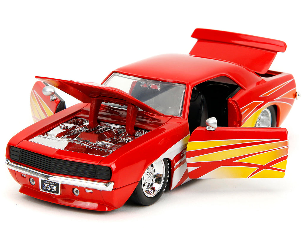 1969 Chevrolet Camaro Red with Graphics 'BigTime Muscle' Series 1/24 Diecast Model Car by Jada