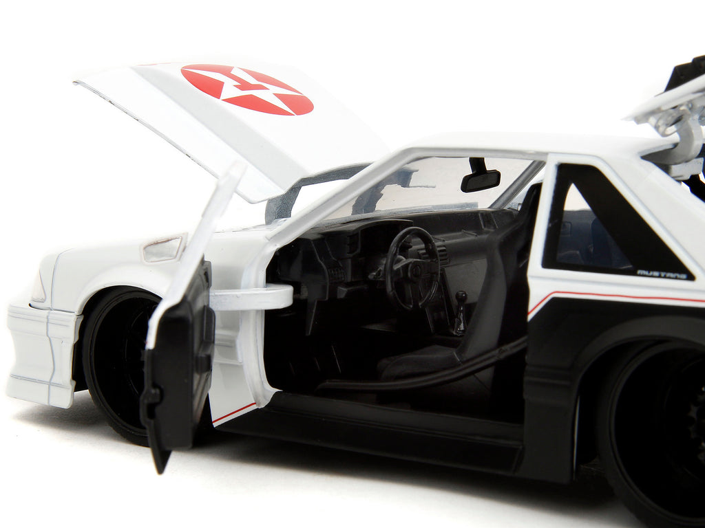 1989 Ford Mustang GT 'Texaco' White and Matt Black with Graphics 'Bigtime Muscle' Series 1/24 Diecast Model Car by Jada