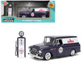 1957 Chevrolet Suburban 'Chevron' Dark Blue with White Stripes and Chevron Gas Pump 'Just Trucks' Series 1/24 Diecast Model Car by Jada
