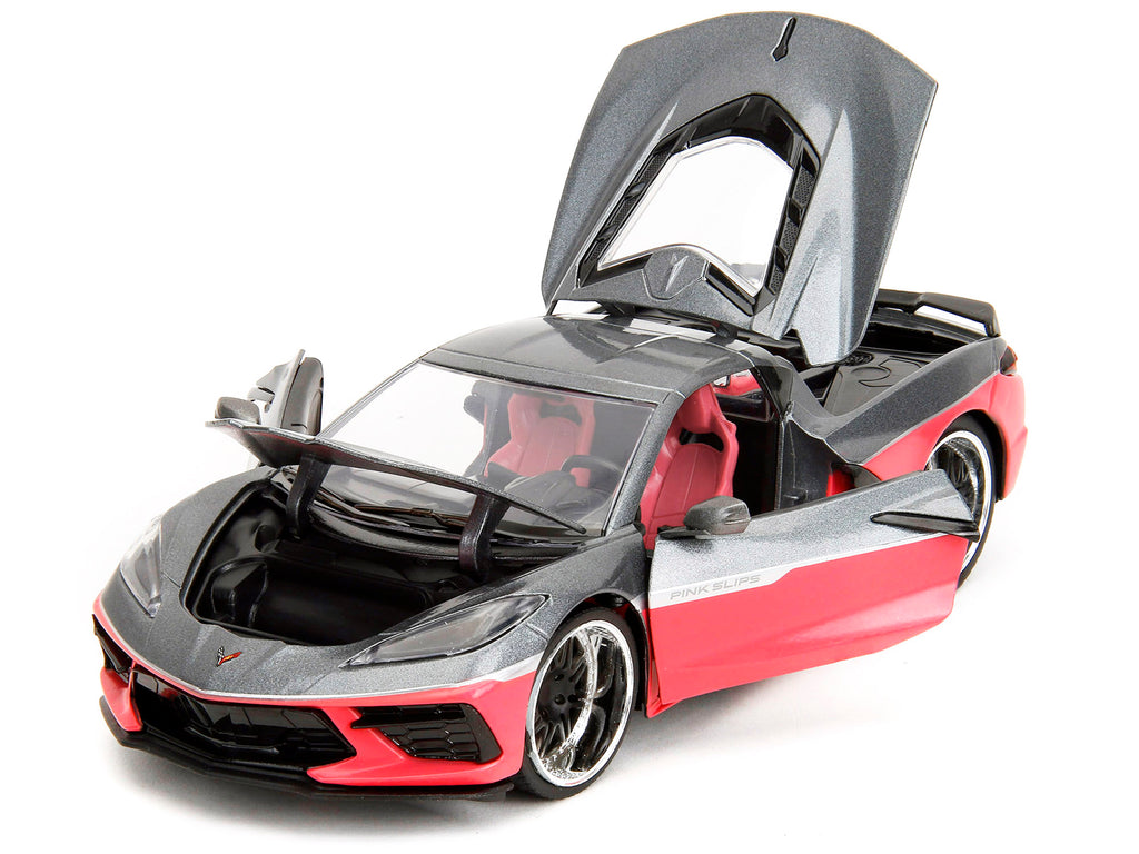 2020 Chevrolet Corvette Gray Metallic and Pink 'Pink Slips' Series 1/24 Diecast Model Car by Jada