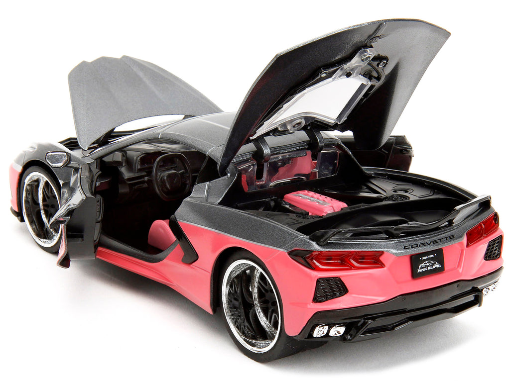 2020 Chevrolet Corvette Gray Metallic and Pink 'Pink Slips' Series 1/24 Diecast Model Car by Jada