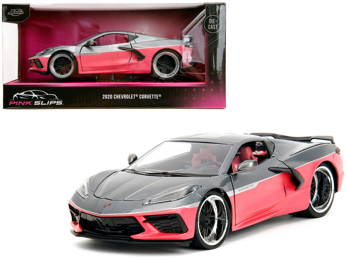 2020 Chevrolet Corvette Gray Metallic and Pink 'Pink Slips' Series 1/24 Diecast Model Car by Jada