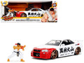 2002 Nissan Skyline GT-R (R34) RHD (Right Hand Drive) White with Red Graphics and Ryu Diecast Figure 'Street Fighter' Video Game 'Anime Hollywood Rides' Series 1/24 Diecast Model Car by Jada