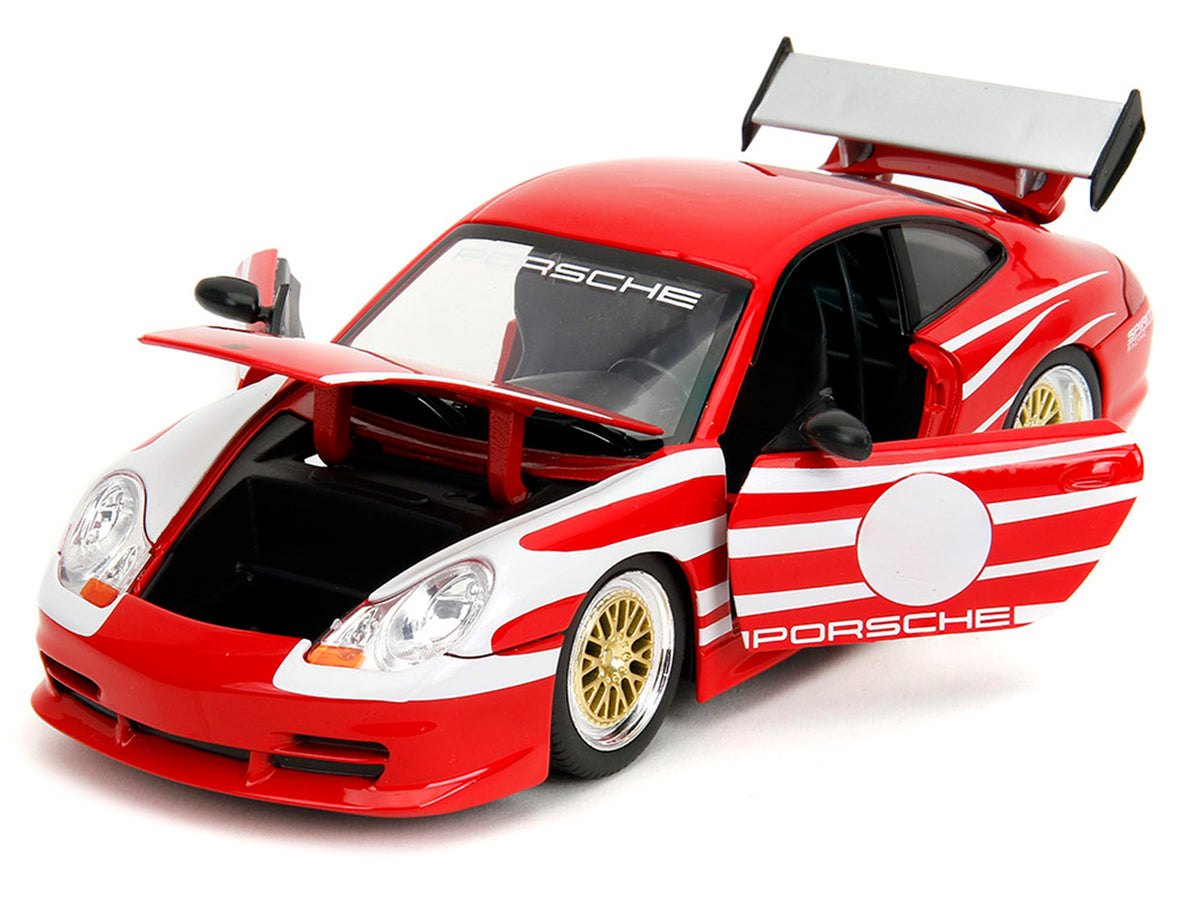 Porsche 911 GT3 (996) Red with White Graphics 'Hyper-Spec' Series 1/24 Diecast Model Car by Jada