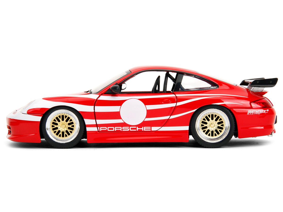 Porsche 911 GT3 (996) Red with White Graphics 'Hyper-Spec' Series 1/24 Diecast Model Car by Jada