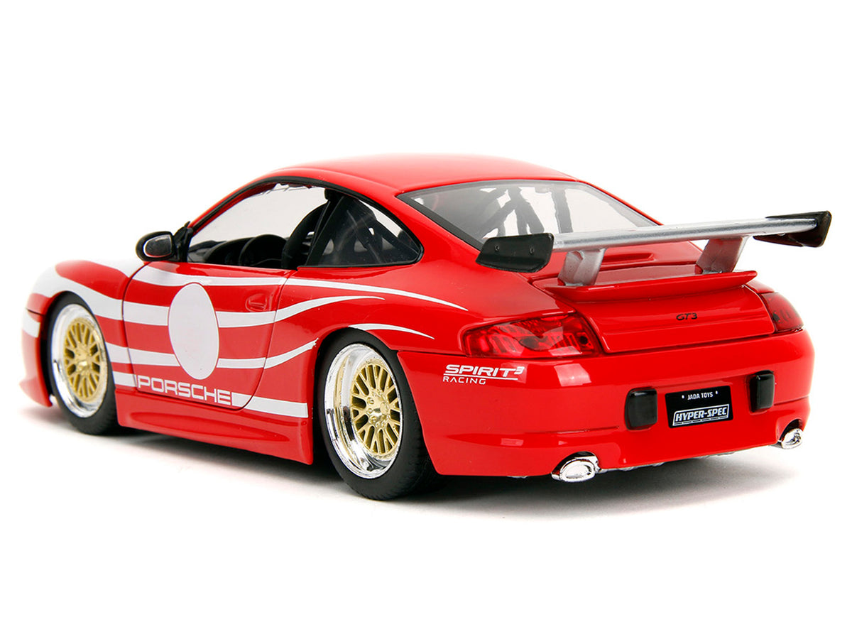 Porsche 911 GT3 (996) Red with White Graphics 'Hyper-Spec' Series 1/24 Diecast Model Car by Jada