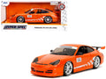 Porsche 911 GT3 RS (996) #008 'Bridgestone' Orange Metallic with White Graphics 'Hyper-Spec' Series 1/24 Diecast Model Car by Jada