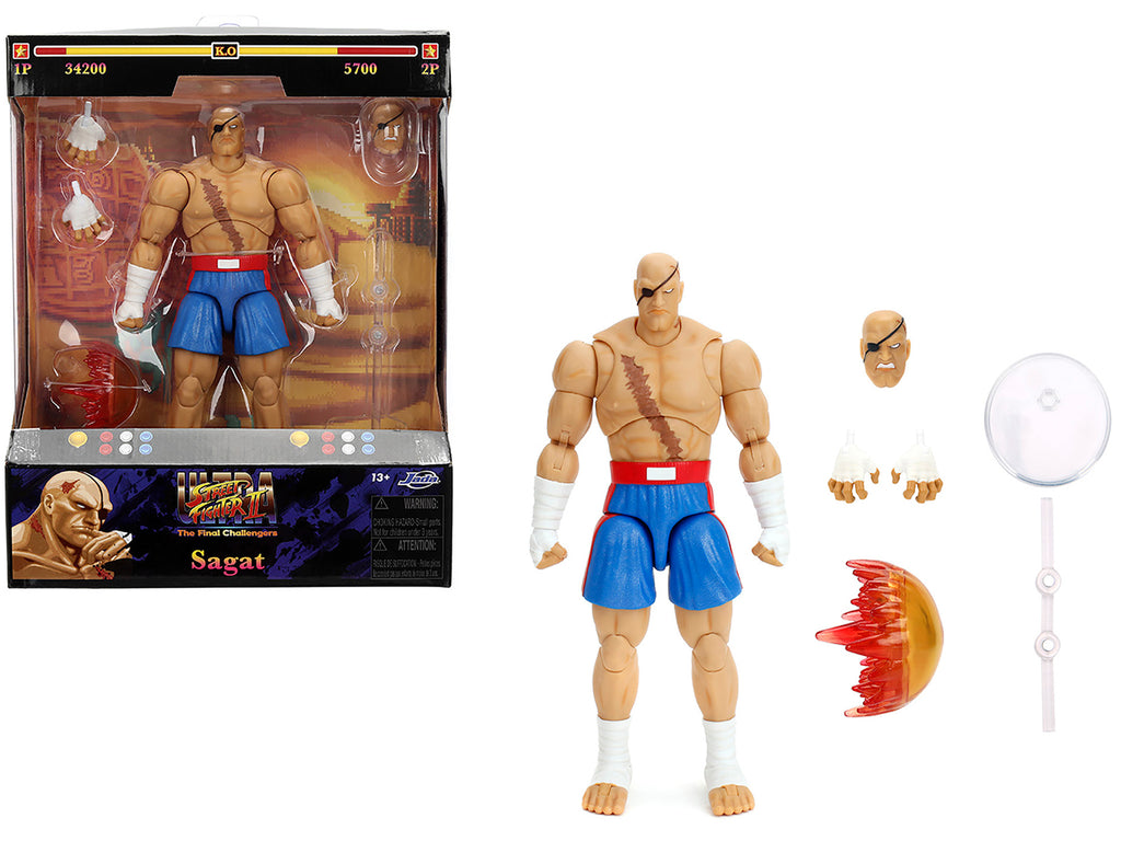 Sagat 7.5' Moveable Figure with Accessories and Alternate Head and Hands 'Ultra Street Fighter II: The Final Challengers' (2017) Video Game Model by Jada