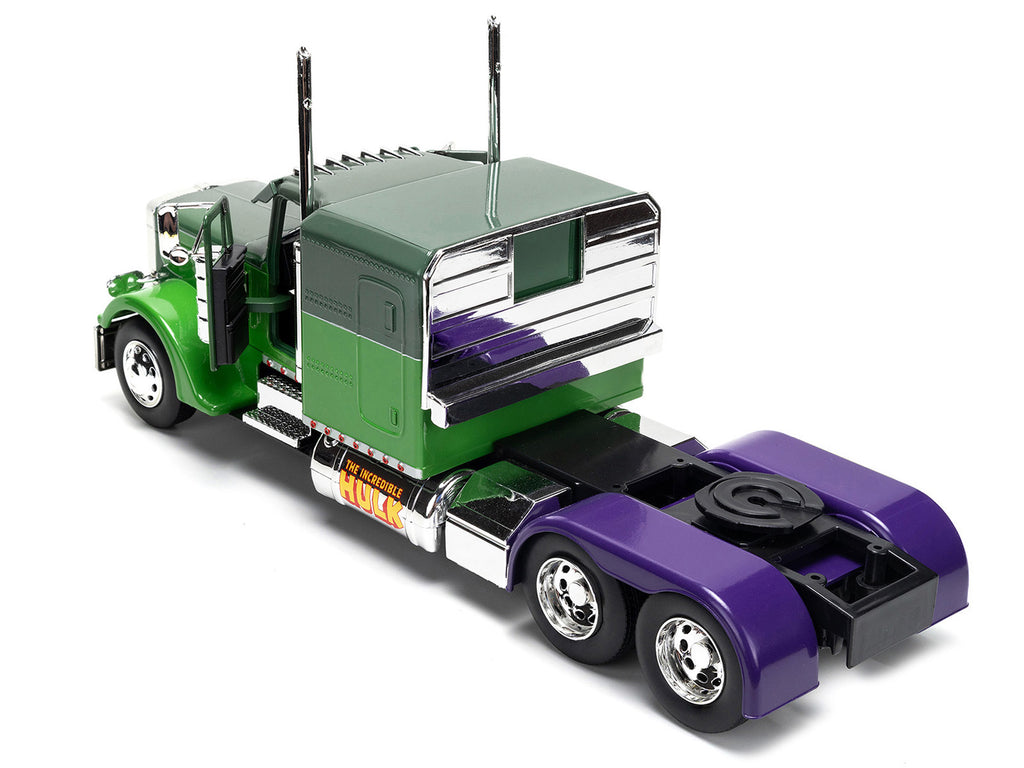 1992 Peterbilt 379 Truck Tractor Green Two-Tone and Purple 'The Incredible Hulk' 'Marvel Avengers' Series Diecast Model by Jada