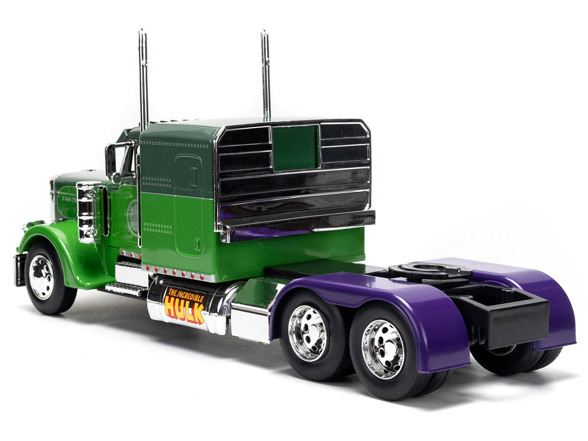 1992 Peterbilt 379 Truck Tractor Green Two-Tone and Purple 'The Incredible Hulk' 'Marvel Avengers' Series Diecast Model by Jada