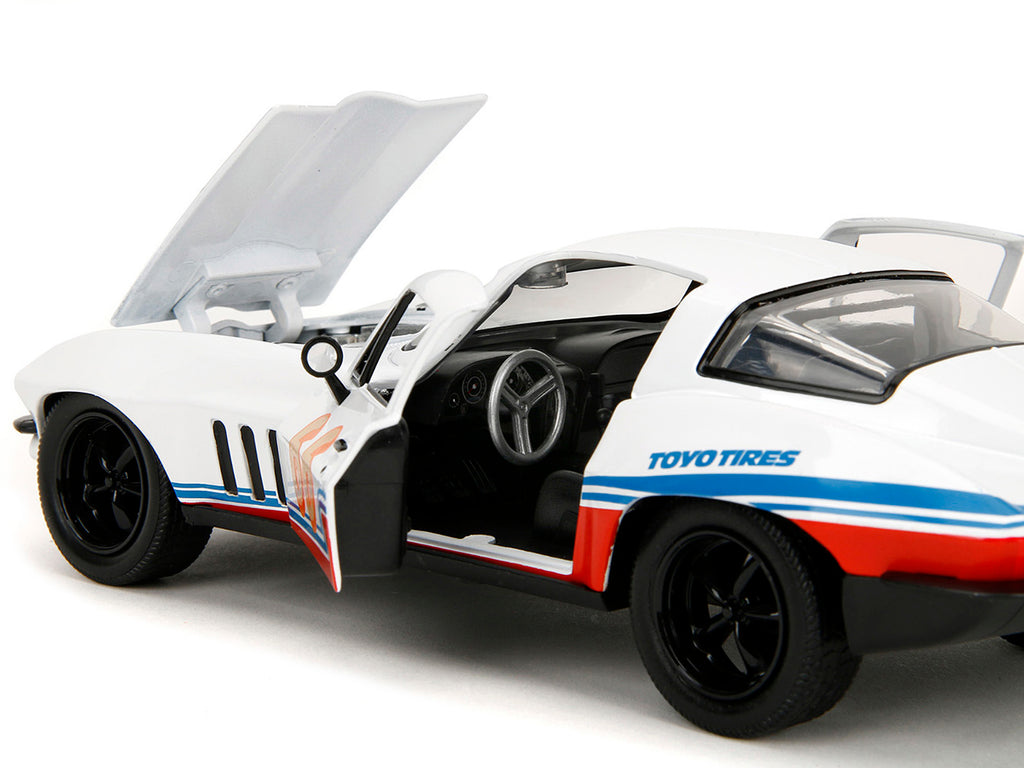 1966 Chevrolet Corvette #66 'Racing Spirit' White with Graphics 'Bigtime Muscle' Series 1/24 Diecast Model Car by Jada