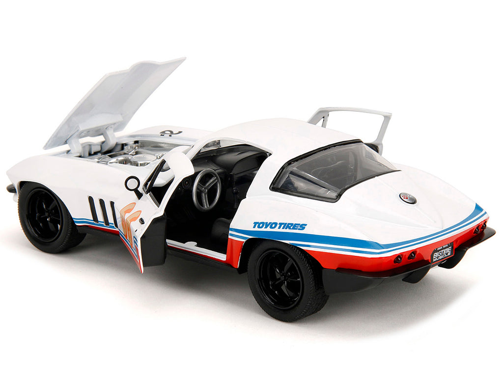 1966 Chevrolet Corvette #66 'Racing Spirit' White with Graphics 'Bigtime Muscle' Series 1/24 Diecast Model Car by Jada