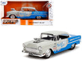 1955 Chevrolet Bel Air 'Ghost Gas - Mike's Speed Equip' Light Gray and Blue 'Bigtime Muscle' Series 1/24 Diecast Model Car by Jada