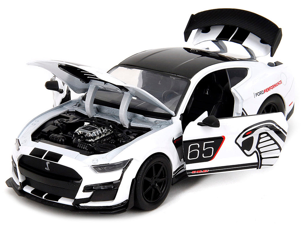 2020 Ford Mustang Shelby GT500 #65 White with Black Top and Stripes 'Ford Performance' 'Bigtime Muscle' Series 1/24 Diecast Model Car by Jada