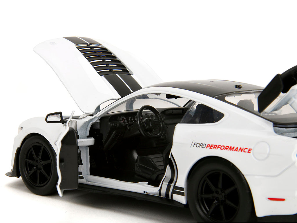 2020 Ford Mustang Shelby GT500 #65 White with Black Top and Stripes 'Ford Performance' 'Bigtime Muscle' Series 1/24 Diecast Model Car by Jada